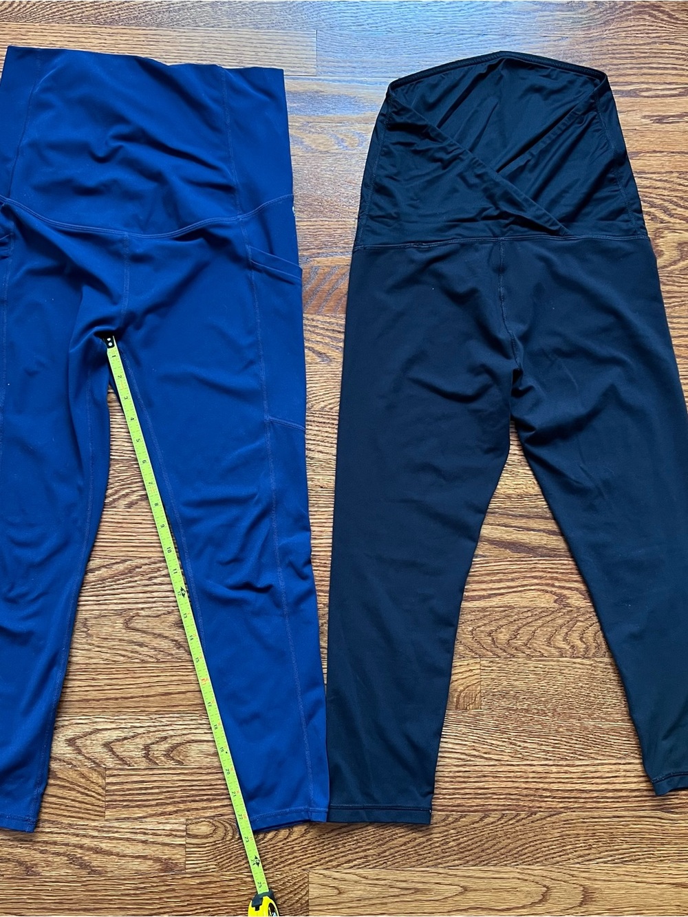 Lot of 2 Maternity High-Rise Workout Leggings in Blue and Black